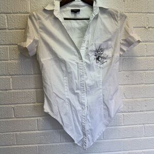 Richmond White Asymmetrical Button Down Shirt